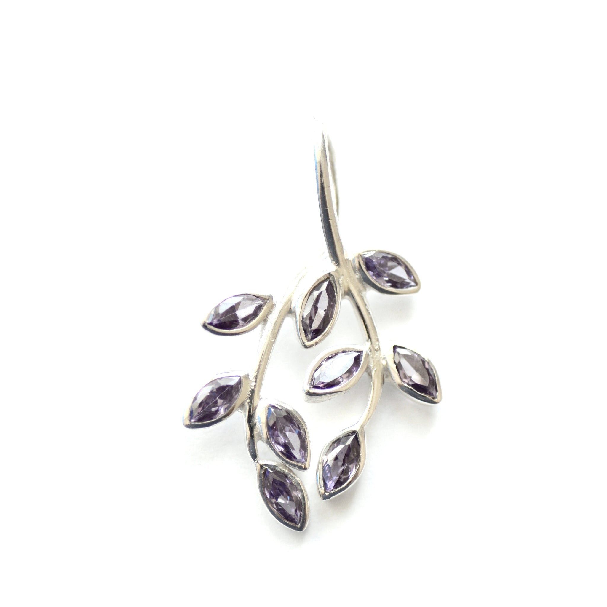 Silver Leaf Amethyst Pendant