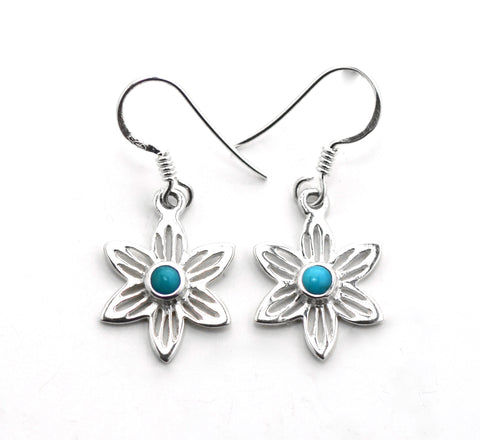 Silver Floral Turquoise Earrings