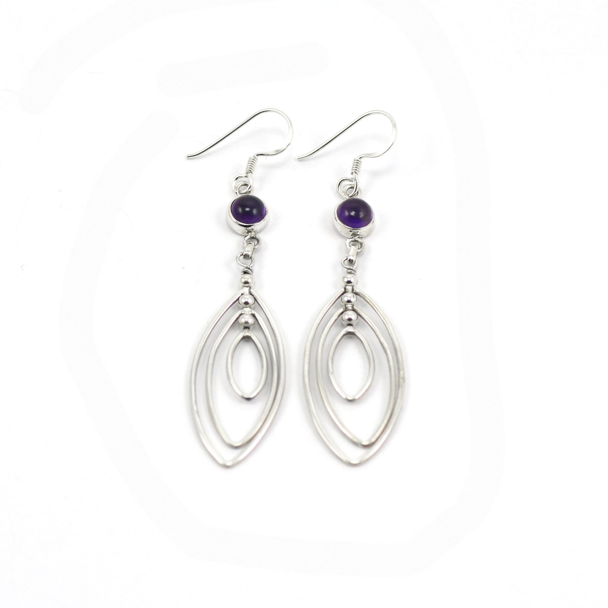 Multi-Leaf Amethyst Drop Earrings