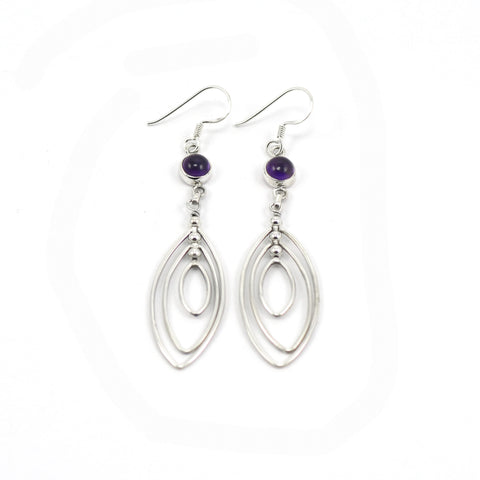 Multi-Leaf Amethyst Drop Earrings