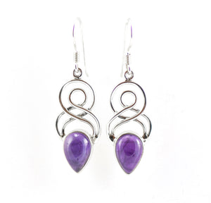 Double Twist Silver Amethyst Earrings