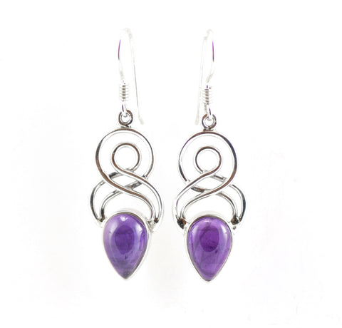 Double Twist Silver Amethyst Earrings