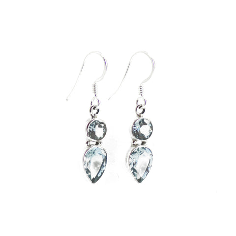 Lemniscate Blue Topaz Silver Dropped Earrings