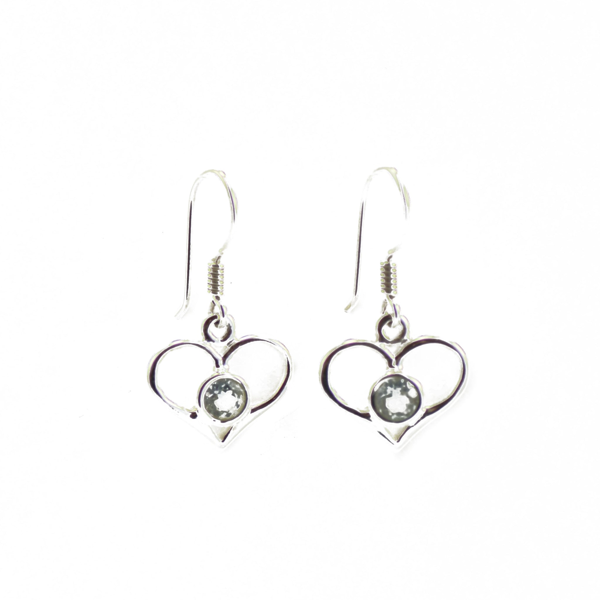 Blue Topaz  Heart Dropped Earrings