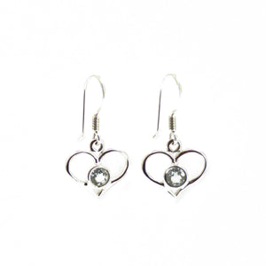 Blue Topaz  Heart Dropped Earrings