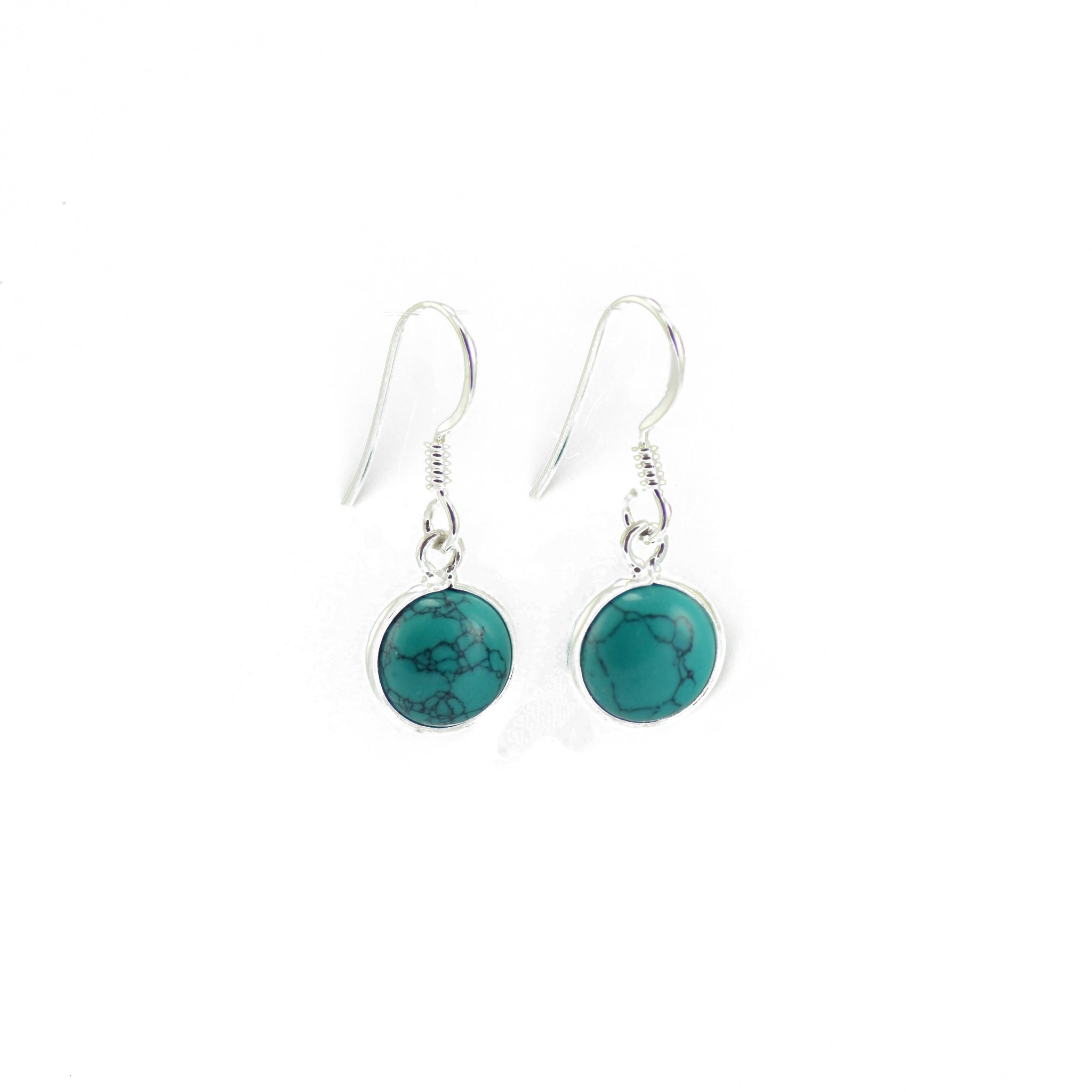 Dainty Circular Drop Turquoise Earrings