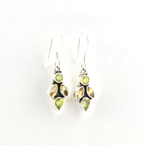 Citrine Peridot Dual Dropped Earrings