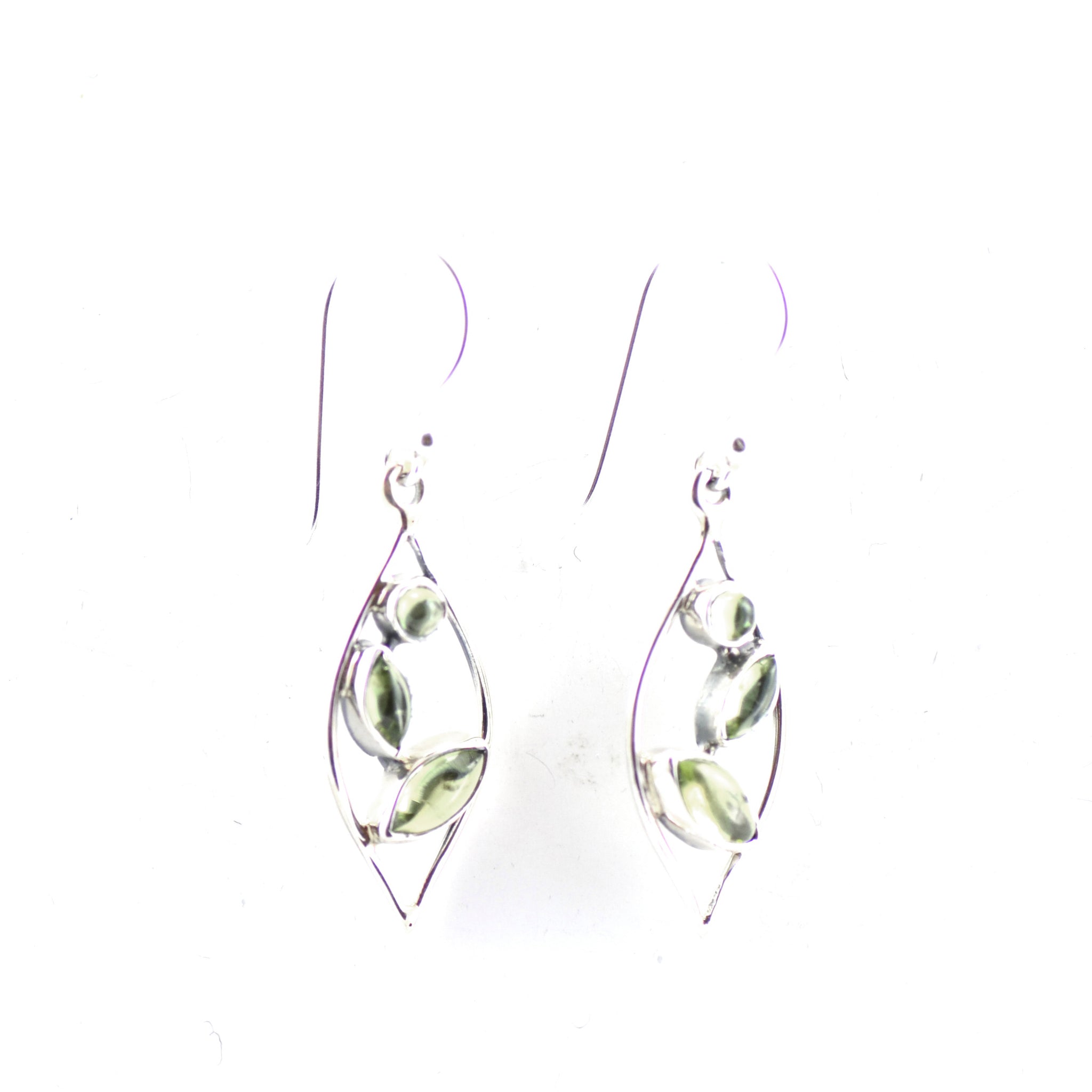 Triple Peridot Sterling Silver Leaf Earrings