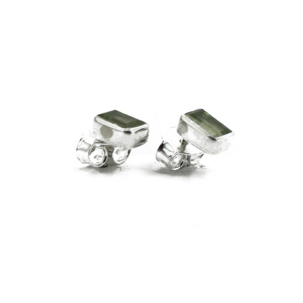 Peridot Shield Silver Stud Earrings