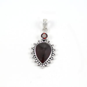 Silver Halo Garnet Pendant