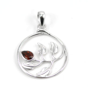 Sapling Tree Of Life Garnet Pendant