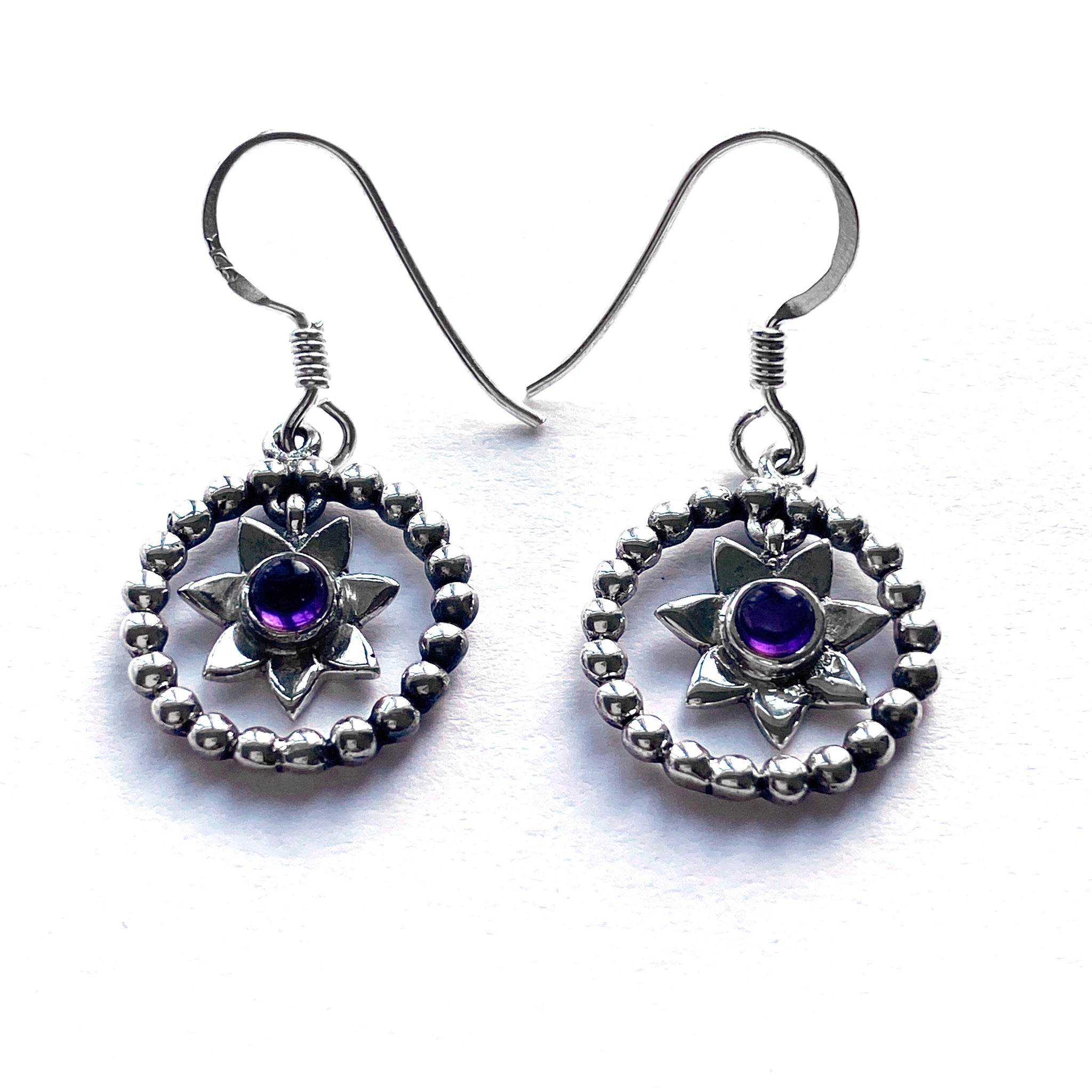 Amethyst Sunflower Earrings