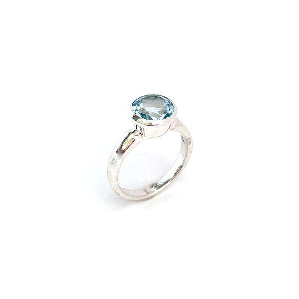 Deep Collar Blue Topaz Ring