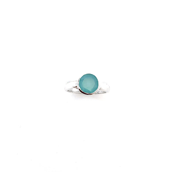 Deep Collar Blue Chalcedony Ring