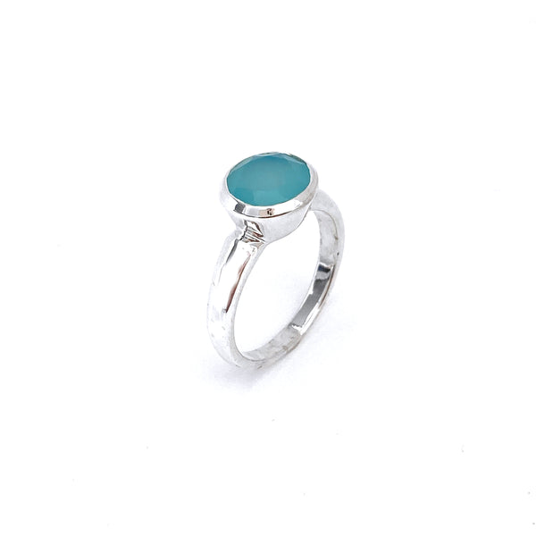 Deep Collar Blue Chalcedony Ring