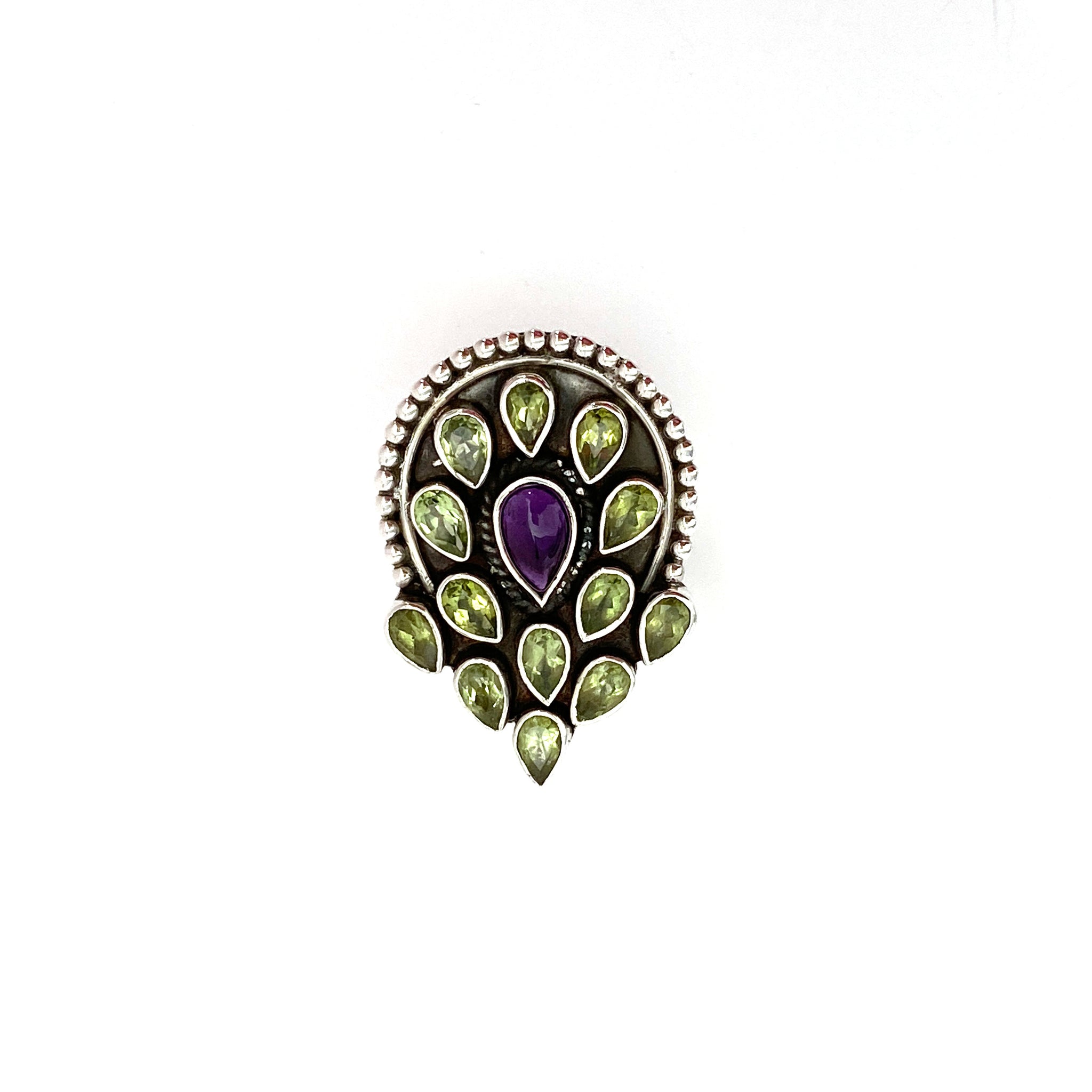 Peridot And Amethyst Peacock Ring