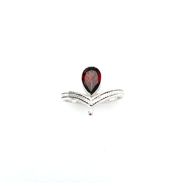 Silver Tiara With Garnet Ring