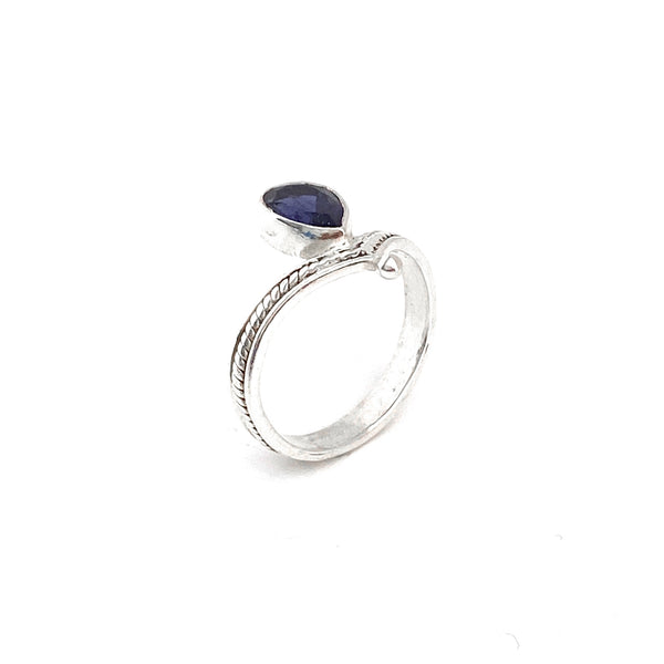 Silver Tiara With Iolite Ring