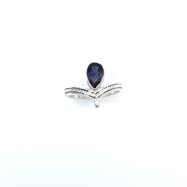 Silver Tiara With Iolite Ring