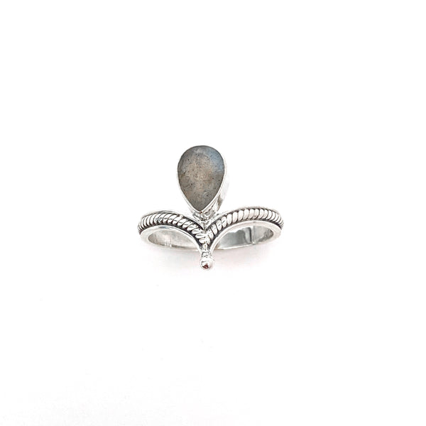 Silver Tiara With Labradorite Ring