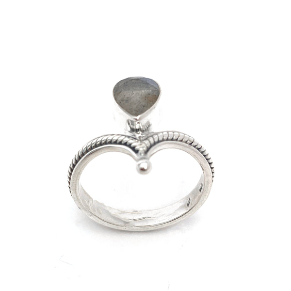 Silver Tiara With Labradorite Ring