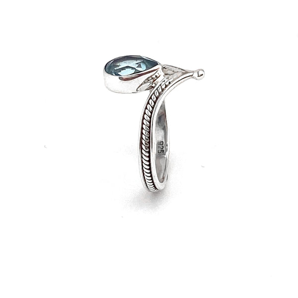 Silver Tiara With Blue Topaz Ring