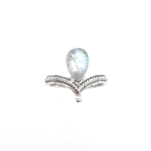 Silver Tiara With Moonstone Ring