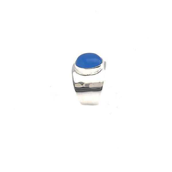 Polished Chaplet with Oval blue chalcedony Ring