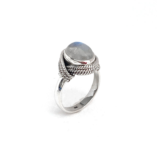 Rope Draped Moonstone Ring