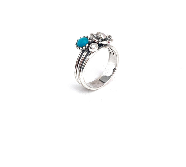 Turquoise Bouquet Silver Ring