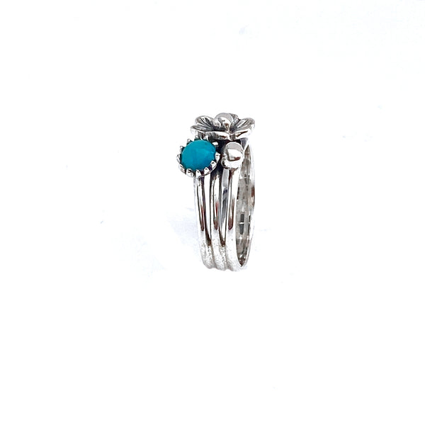 Turquoise Bouquet Silver Ring