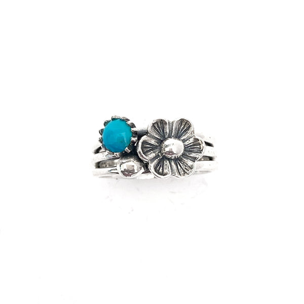 Turquoise Bouquet Silver Ring