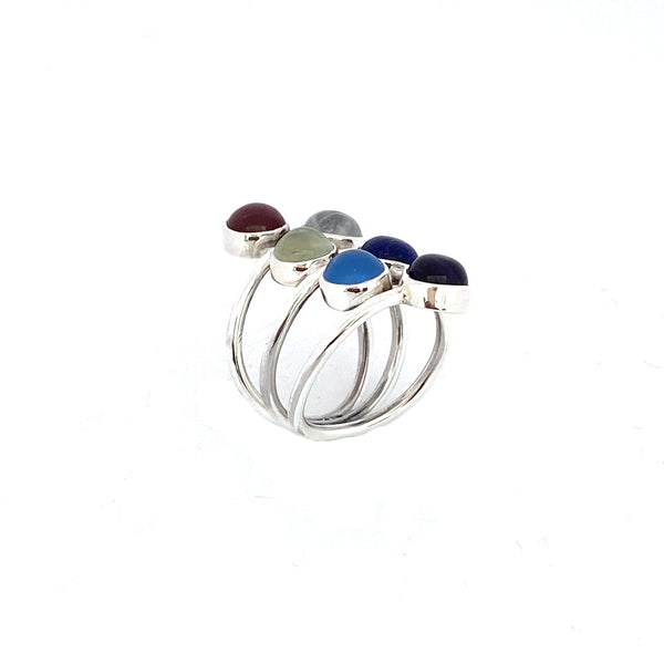 Rainbow Stack Silver Ring