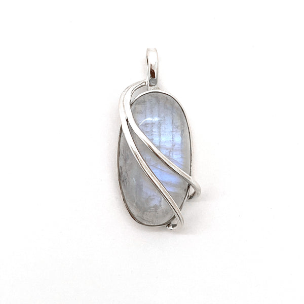 Silver Oval Moonstone Pendant