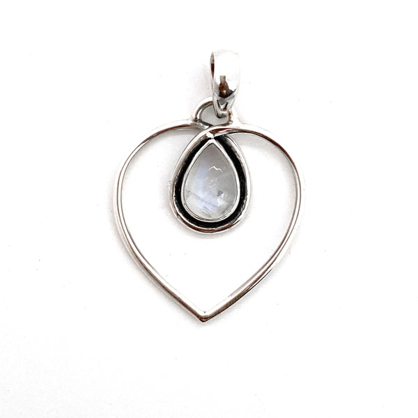 Silver Moonstone Heart Pendant