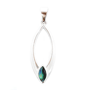 Silver Leaf Abalone Shell Pendant