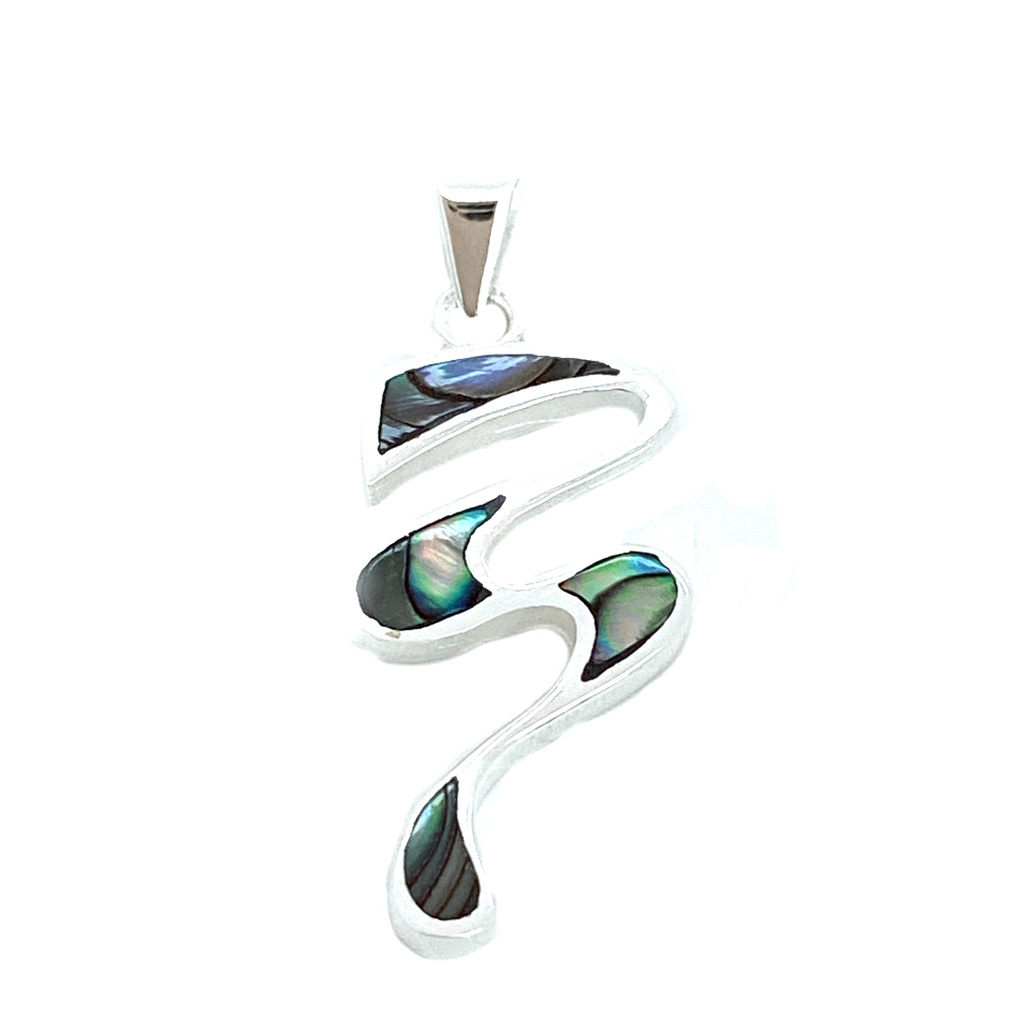 Silver Wavy Abalone Shell Pendant