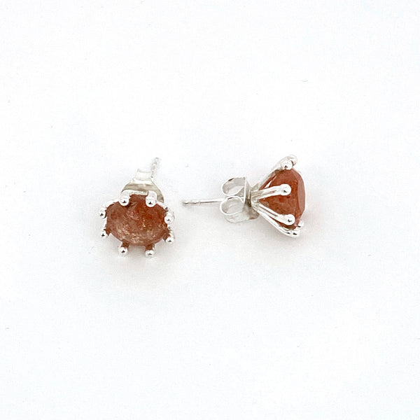 Silver Amber Stud Earrings