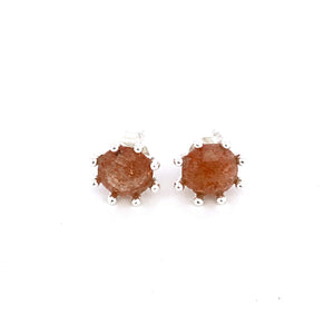 Silver Amber Stud Earrings