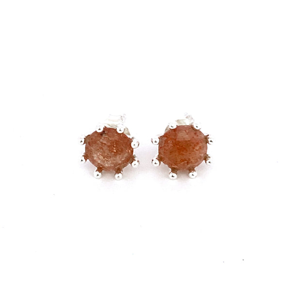 Silver Amber Stud Earrings