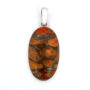 Orange Copper Turquoise Oval Pendant