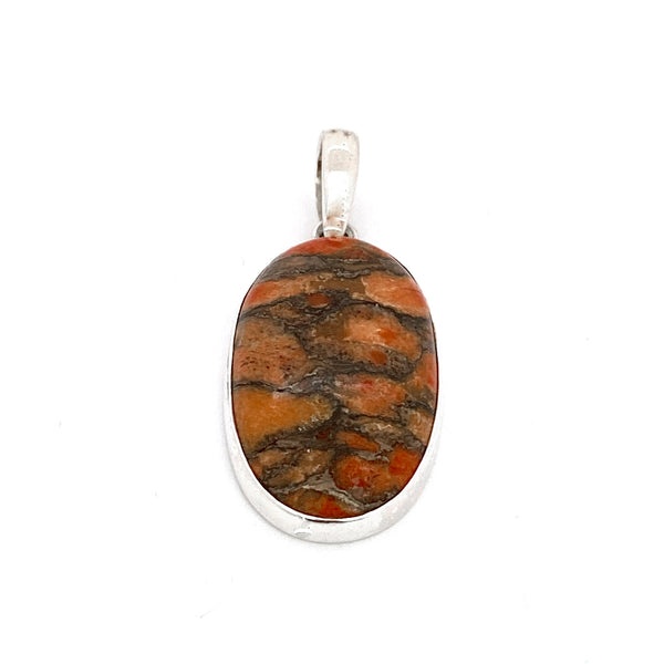 Orange Copper Turquoise Oval Pendant