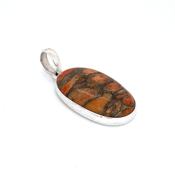 Orange Copper Turquoise Oval Pendant