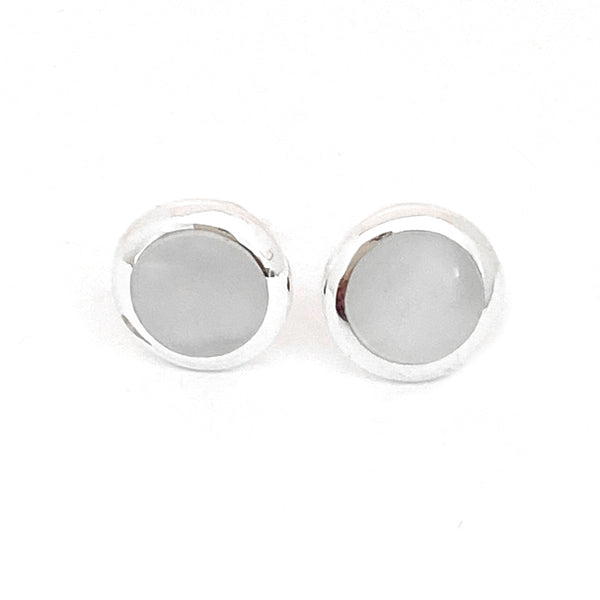 Round Mother of Pearl Stud Earrings