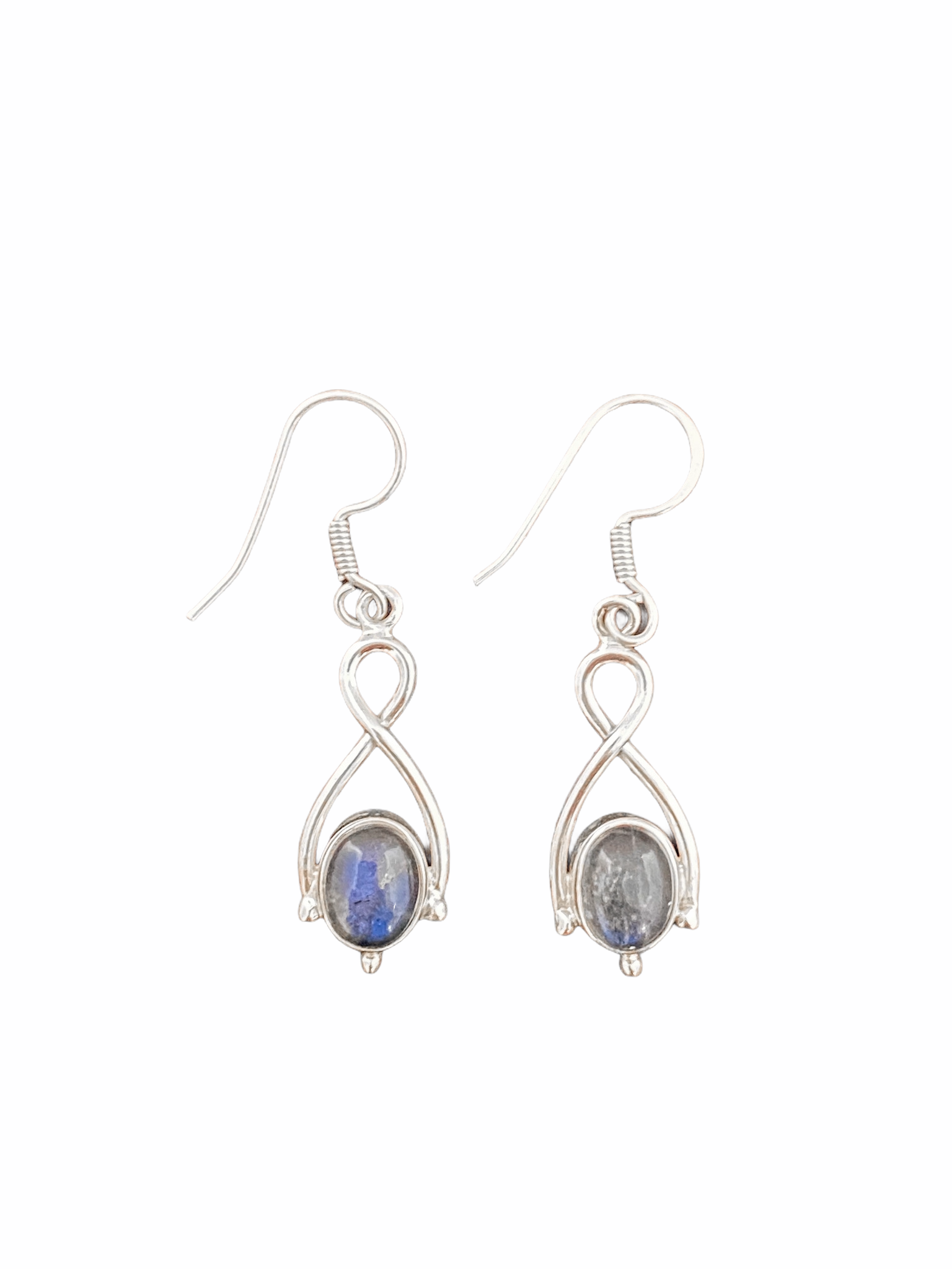 Silver Twist Labradorite Drop Earrings